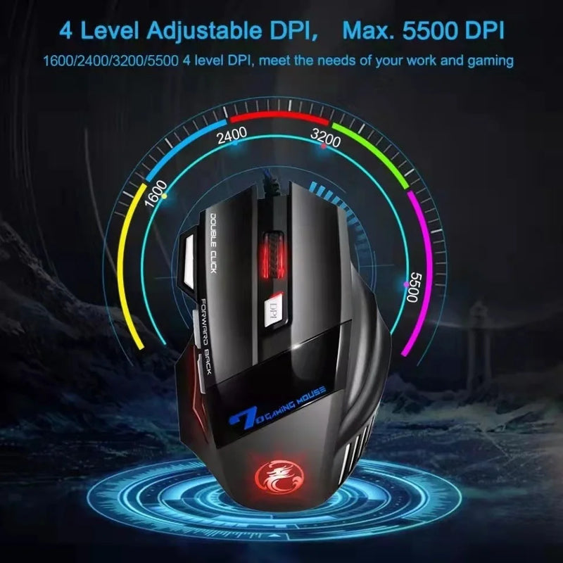 Mouse gamer 3200dpi com LED USB Botões Profissional