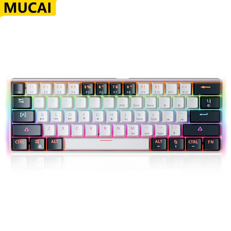 Teclado Mecânico MUCAI MK61 USB, Switch Vermelho, Luzes RGB Retroiluminado