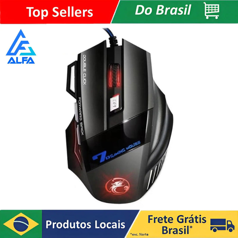 Mouse Gamer X7 3200dpi LED USB 7 Botões Profissional