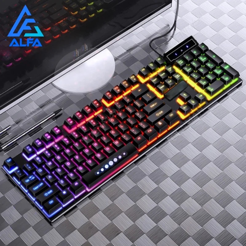 Teclado Gamer Semi-Mecânico RGB LED Retroiluminado