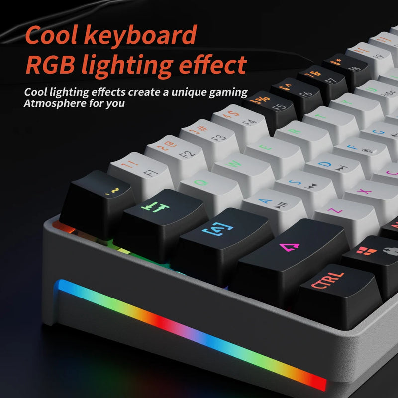 Teclado Mecânico MUCAI MK61 USB, Switch Vermelho, Luzes RGB Retroiluminado